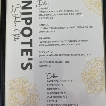 Nipote's Italian Kitchen - Desert Menu - Italian Near Me - Muskegon, Michigan Nipote's Italian Kitchen - Desert Menu - Italian Near Me - Muskegon, Michigan