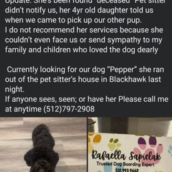 Rafa's Paw House - Owners plea on Facebook to find missing dog, then updated to say dog was found dead