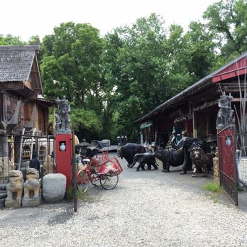 AsiaBarong - One of the outdoor sections, with enormous sculptures,  lava stone lanterns, as well as many other interesting pieces of art - Antiques Near Me - Great Barrington, Massachusetts