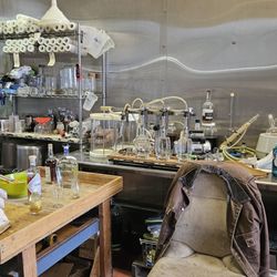 Wood Hat Spirits - Bottling 4 at a time.