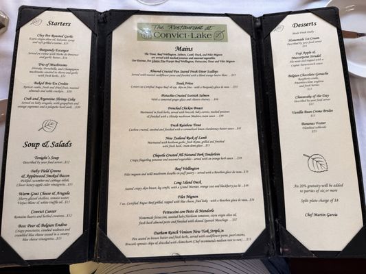 Menu photo 1 Restaurant At Convict Lake Mammoth Lakes, CA