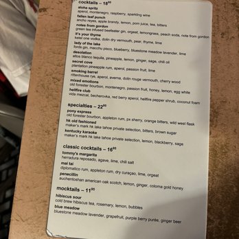 Gordon Ramsay Hell's Kitchen - Cocktail Menu - Steakhouses Near Me - Stateline, Nevada