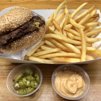 Amboy - Classic double with spicy Mayo and picked serranos on the side - Steakhouses Near Me - Los Angeles, California Amboy - Classic double with spicy Mayo and picked serranos on the side - Steakhouses Near Me - Los Angeles, California