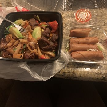 Pineapple Village - Drunken Noodles and Veggie Egg Roll - Asian Fusion Near Me - Gilroy, California