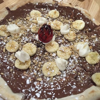 Wood + Fire - Nutella dessert pizza. Bananas, sweet ricotta, hazelnut. Unbelievable. - Italian Near Me - Melrose, Massachusetts Wood + Fire - Nutella dessert pizza. Bananas, sweet ricotta, hazelnut. Unbelievable. - Italian Near Me - Melrose, Massachusetts