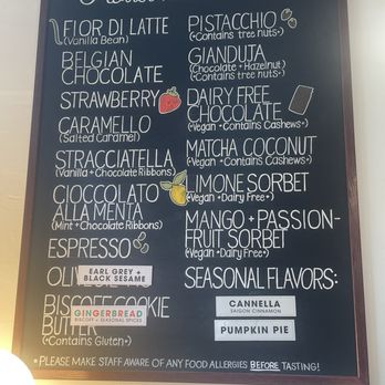 Lamonte Gelato - Menu (December 2025) - Gelato Near Me - Pensacola, Florida
