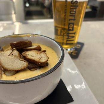 Short or Tall Eatery & Drink Hall - Beer Cheese Soup with pretzel croutons - Burgers Near Me - Rogers, Minnesota Short or Tall Eatery & Drink Hall - Beer Cheese Soup with pretzel croutons - Burgers Near Me - Rogers, Minnesota
