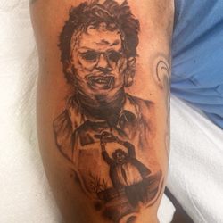 Rites of Passage Tattoo - A Leatherface tattoo from Texas Chansaw Massacre 1974.