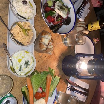 Mandolin Aegean Bistro - Dips, Greek salad, $5 up charge for vegetables for the dips - Mediterranean Near Me - Miami, Florida