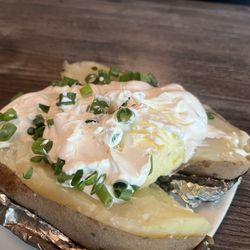 Baked potato. I asked for extra butter and sour cream and chives.