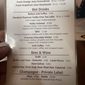 Victorian Cafe - Drink menu - Breakfast & Brunch Near Me - Bend, Oregon