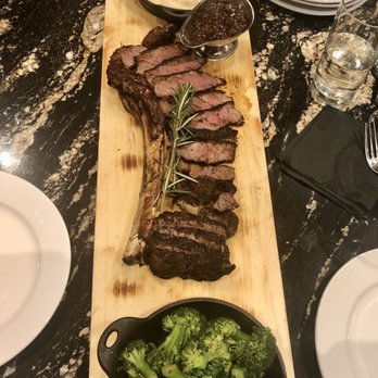 City Cellar - Tomahawk Steak w/ Broccoli & Mashed Potatoes - Wine Bars Near Me - Westbury, New York