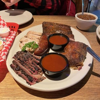 The County Line - Platter for 2: Excellent sausage, good brisket, ok ribs , very odd chicken and turkey. - Barbeque Near Me - San Antonio, Texas The County Line - Platter for 2: Excellent sausage, good brisket, ok ribs , very odd chicken and turkey. - Barbeque Near Me - San Antonio, Texas