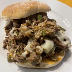 Michaels Meat Shack - The phili cheesesteak mix comes with peppers and onions with chopped wagyu