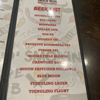 Smokin’ Moon BBQ & Beer Garden - Draft beer list - Barbeque Near Me - Pharr, Texas Smokin’ Moon BBQ & Beer Garden - Draft beer list - Barbeque Near Me - Pharr, Texas