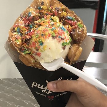Puffles - Vanilla with fruity pebbles and condensed milk. Delicious - Desserts Near Me - Hollywood, Florida Puffles - Vanilla with fruity pebbles and condensed milk. Delicious - Desserts Near Me - Hollywood, Florida