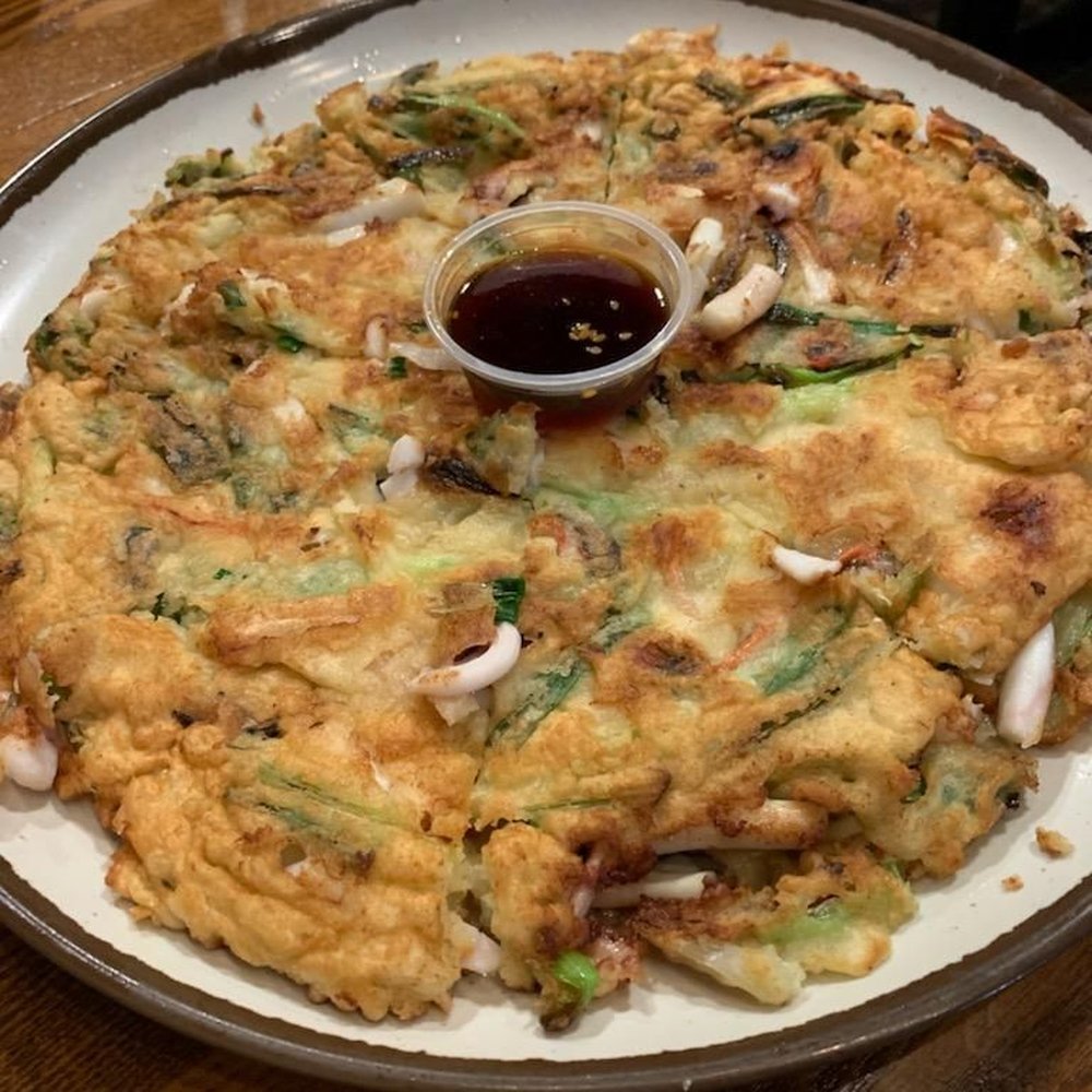 Jumping Spoon - Seafood pancake from Jumping Spoon! Wow, large serving! - Korean Near Me - Hercules, California Jumping Spoon - Seafood pancake from Jumping Spoon! Wow, large serving! - Korean Near Me - Hercules, California