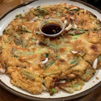 Jumping Spoon - Seafood pancake from Jumping Spoon!  Wow, large serving! - Korean Near Me - Hercules, California