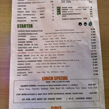 Tong Sake House - Menu - Korean Near Me - Poway, California