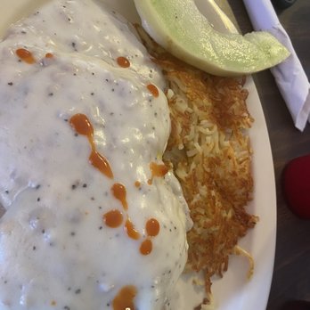 Early Bird Cafe - Large stack biscuits & gravy (that's hot sauce on top) - American Near Me - Pine, Arizona Early Bird Cafe - Large stack biscuits & gravy (that's hot sauce on top) - American Near Me - Pine, Arizona