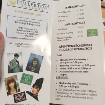Fullerton College Cosmetology - Nail and Skincare Prices. 11/2014 - Cosmetology Schools Near Me - Fullerton, California Fullerton College Cosmetology - Nail and Skincare Prices. 11/2014 - Cosmetology Schools Near Me - Fullerton, California