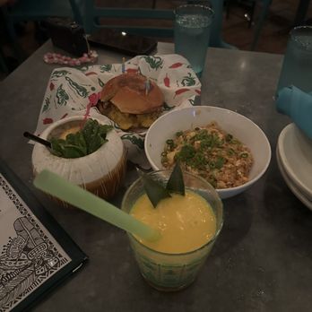 The Toasted Coconut - Fried rice with Kimchi Cheeseburger Painkilla Pineapple & Mango Mocktail - New American Near Me - Houston, Texas The Toasted Coconut - Fried rice with Kimchi Cheeseburger Painkilla Pineapple & Mango Mocktail - New American Near Me - Houston, Texas