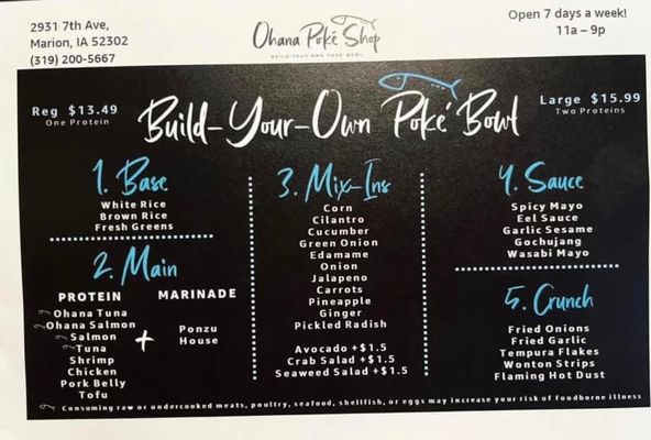 Menu photo 1 Ohana Poke Shop Marion, IA Menu photo 1 Ohana Poke Shop Marion, IA