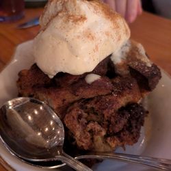 Bread pudding with vanilla ice cream