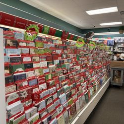 Rows of greeting cards.
