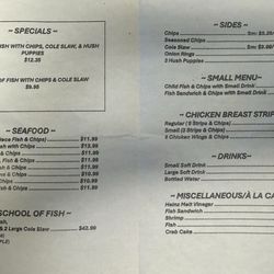London Fish and Chips - Current Menu as of 3-14-26