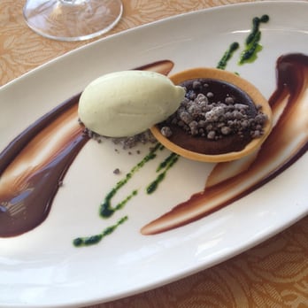 Auberge du Soleil - Warm chocolate tart with mint Ice cream. Tasty! - Hotels Near Me - Rutherford, California