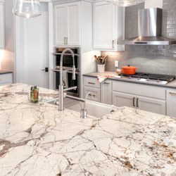 Austin Granite Direct - Beautiful Kitchen Island Made with Dramatic Stone