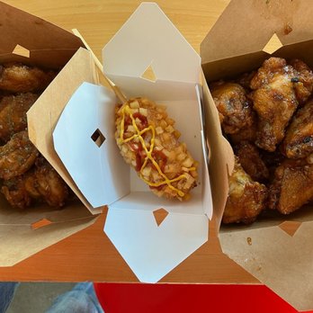 Twozone Chicken - 20 PC jumbo wings in soy garlic and Bulgogi sauces + potato Korean corn dog - Korean Near Me - Portland, Oregon Twozone Chicken - 20 PC jumbo wings in soy garlic and Bulgogi sauces + potato Korean corn dog - Korean Near Me - Portland, Oregon