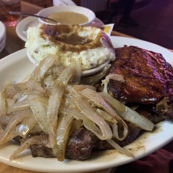 Texas Roadhouse - Bone-in ribeye with onion and mashed potatoes - Steakhouses Near Me - Selden, New York Texas Roadhouse - Bone-in ribeye with onion and mashed potatoes - Steakhouses Near Me - Selden, New York