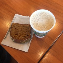 Decaf Cafe Latte with Pumpkin Bread