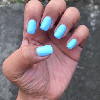 Waipio Nails - Square shaped nails w/ Light blue gel polish (#528) - Nail Salons Near Me - Waipahu, Hawaii