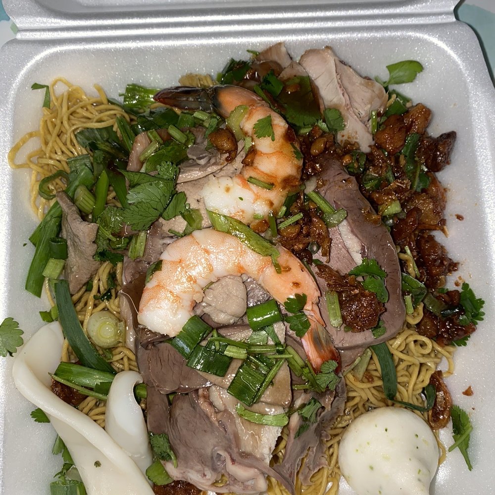 My Vi Mi Gia #2 - To go order of large dry noodle special (dac biet) it came with a small soup which is not pictured - Vietnamese Near Me - Garden Grove, California My Vi Mi Gia #2 - To go order of large dry noodle special (dac biet) it came with a small soup which is not pictured - Vietnamese Near Me - Garden Grove, California