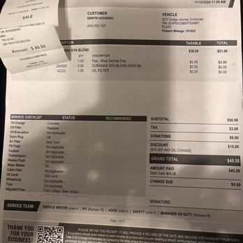 Take 5 Oil Change - Everything they did not do it was supposed to do that I paid for they put not applicable and all these applicable - Oil Change Stations Near Me - Phoenix, Arizona Take 5 Oil Change - Everything they did not do it was supposed to do that I paid for they put not applicable and all these applicable - Oil Change Stations Near Me - Phoenix, Arizona
