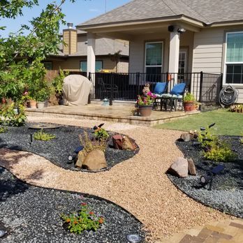 Stone Deck Texas - Taken from the back corner of the yard toward our stone deck and house. - Masonry/Concrete Near Me - Georgetown, Texas