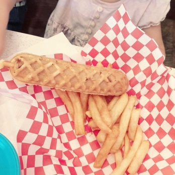 Mugsy Dogs - Gilbert - Daughter's waffle dog and fries - American Near Me - Gilbert, Arizona Mugsy Dogs - Gilbert - Daughter's waffle dog and fries - American Near Me - Gilbert, Arizona