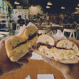 BEC on jalapeño cheddar bagel... SO GOOD! BEC on jalapeño cheddar bagel... SO GOOD!