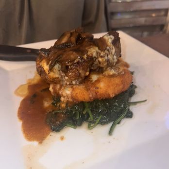 Bar Grazie - Filet Mignon Tower - garlic, spinach, potato croquette, mushroom demi-glace, gorgonzola - Pizza Near Me - Massapequa Park, New York Bar Grazie - Filet Mignon Tower - garlic, spinach, potato croquette, mushroom demi-glace, gorgonzola - Pizza Near Me - Massapequa Park, New York