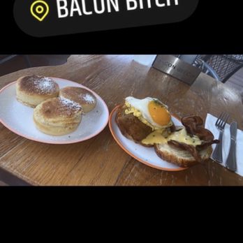 Bacon Bitch - OG bitch sandwich! And lil side pancakes OG FLUFFY APPLEWOOD BACON FRIED EGG - Sandwiches Near Me - Miami Beach, Florida
