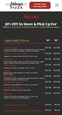 Menu photo 1 Johnny’s Pizza Albuquerque, NM