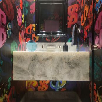 C-Bek Tile and Stone - Powder Room with custom sink - General Contractors Near Me - North Hollywood, California