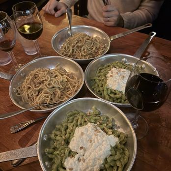 Carmelina's - Fusilli Pesto and Carbonara - Italian Near Me - Boston, Massachusetts