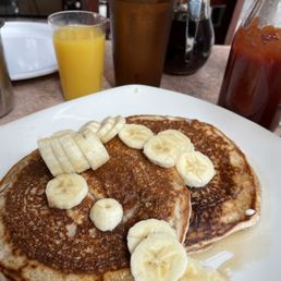 Whole-wheat pancakes  and bananas