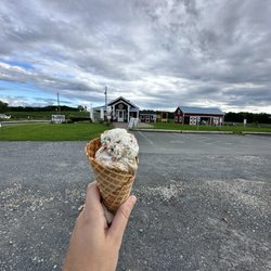 Hayner's Ice Cream & Country Store - Single scoop of Trash Can in a waffle cone.