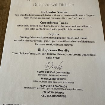 Landeros Mexican Grill + Cantina - Rehearsal menu. - Mexican Near Me - Temecula, California