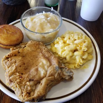 Pearl’s Diner - Pork chop, mac n cheese, rice with gravy and corn bread. - American Near Me - Laurel, Mississippi